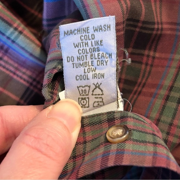 Orvis Men’s L Green And Purple Plaid Button Down Shirt 100% Cotton Long Sleeve - Picture 4 of 8